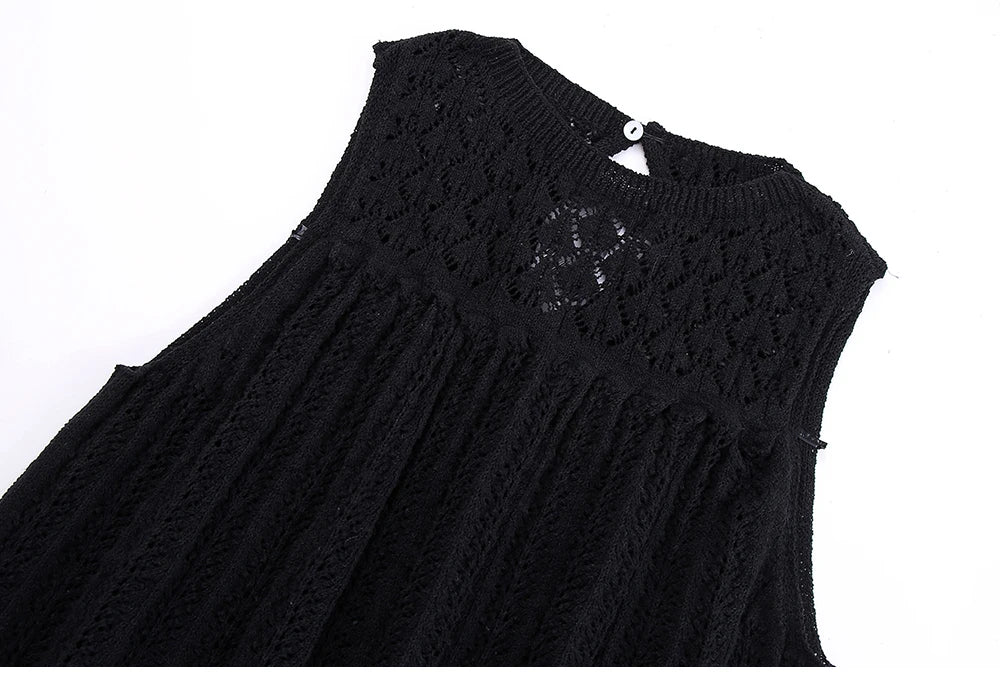 Knit Elegance Sleeveless Top &amp; Skirt Set – Timeless Summer Charm