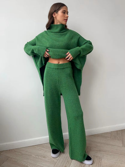 Thickened Turtleneck Knitted Two-Piece Set