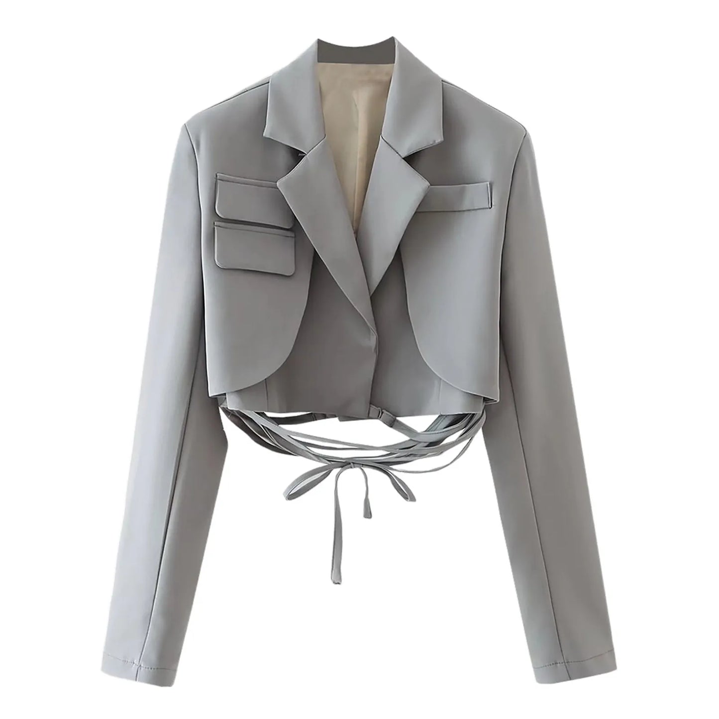 Structured Lace-Up Cropped Blazer
