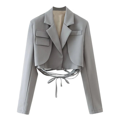 Structured Lace-Up Cropped Blazer
