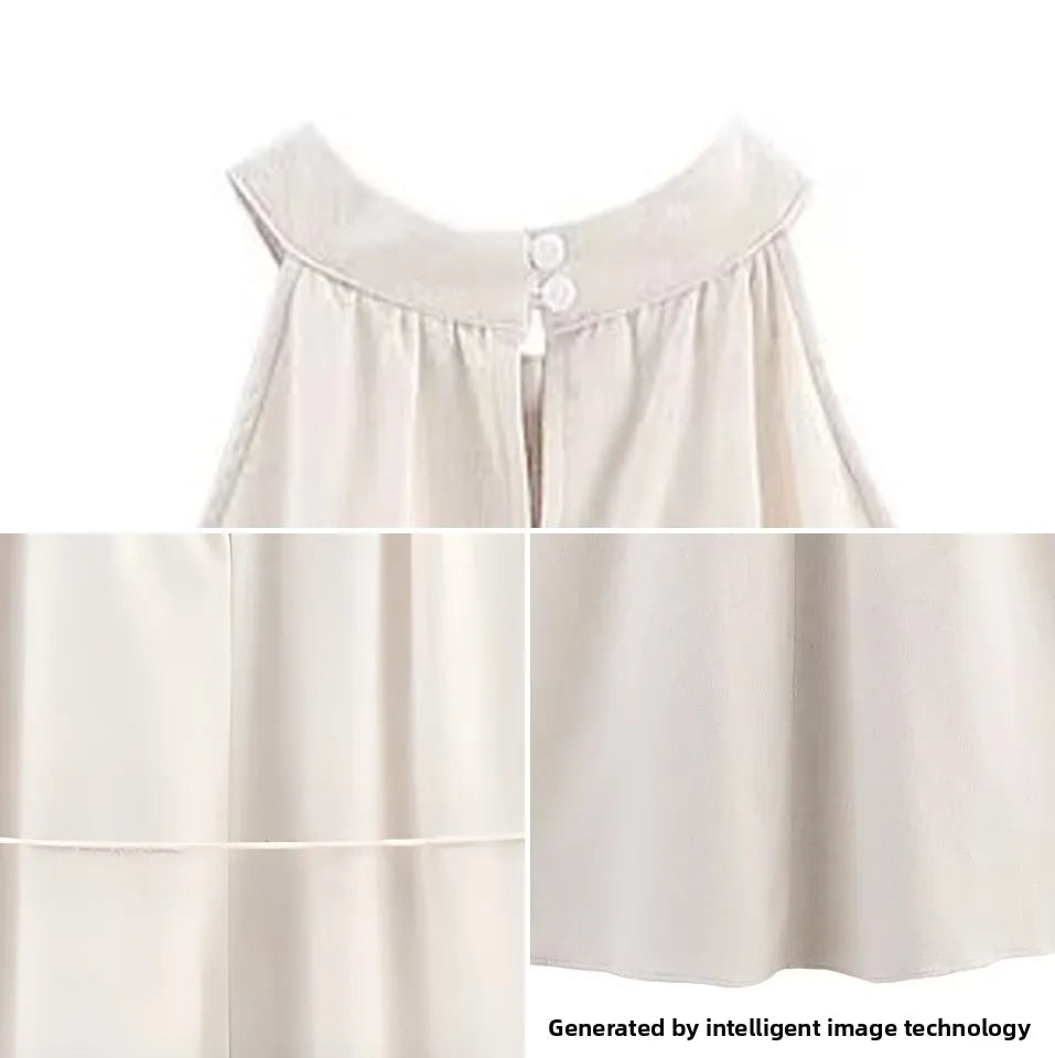 Sleeveless Halter Neck Maxi Dress with Palm Print – Vohran