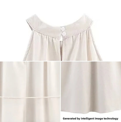 Sleeveless Halter Neck Maxi Dress with Palm Print – Vohran