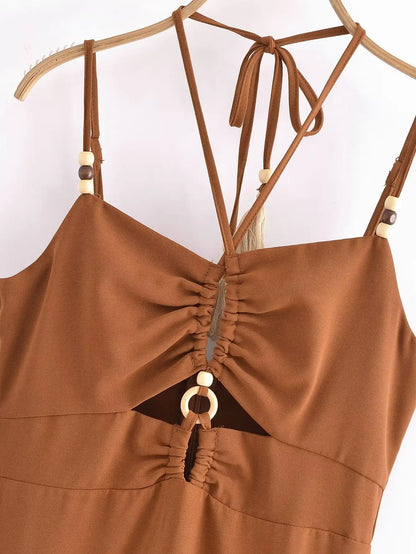 Strappy Maxi Dress with Front Cut-Out