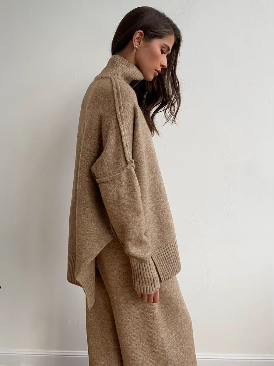 Thickened Turtleneck Knitted Two-Piece Set
