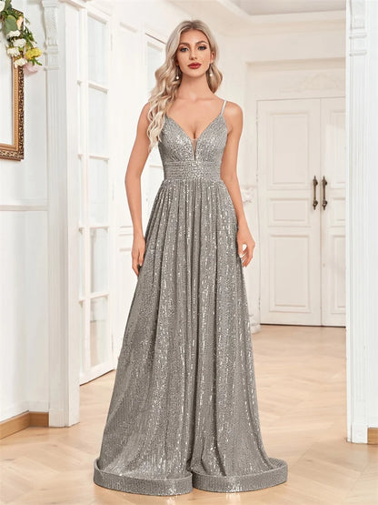 Elegant Backless Sequin Mermaid Evening Dress