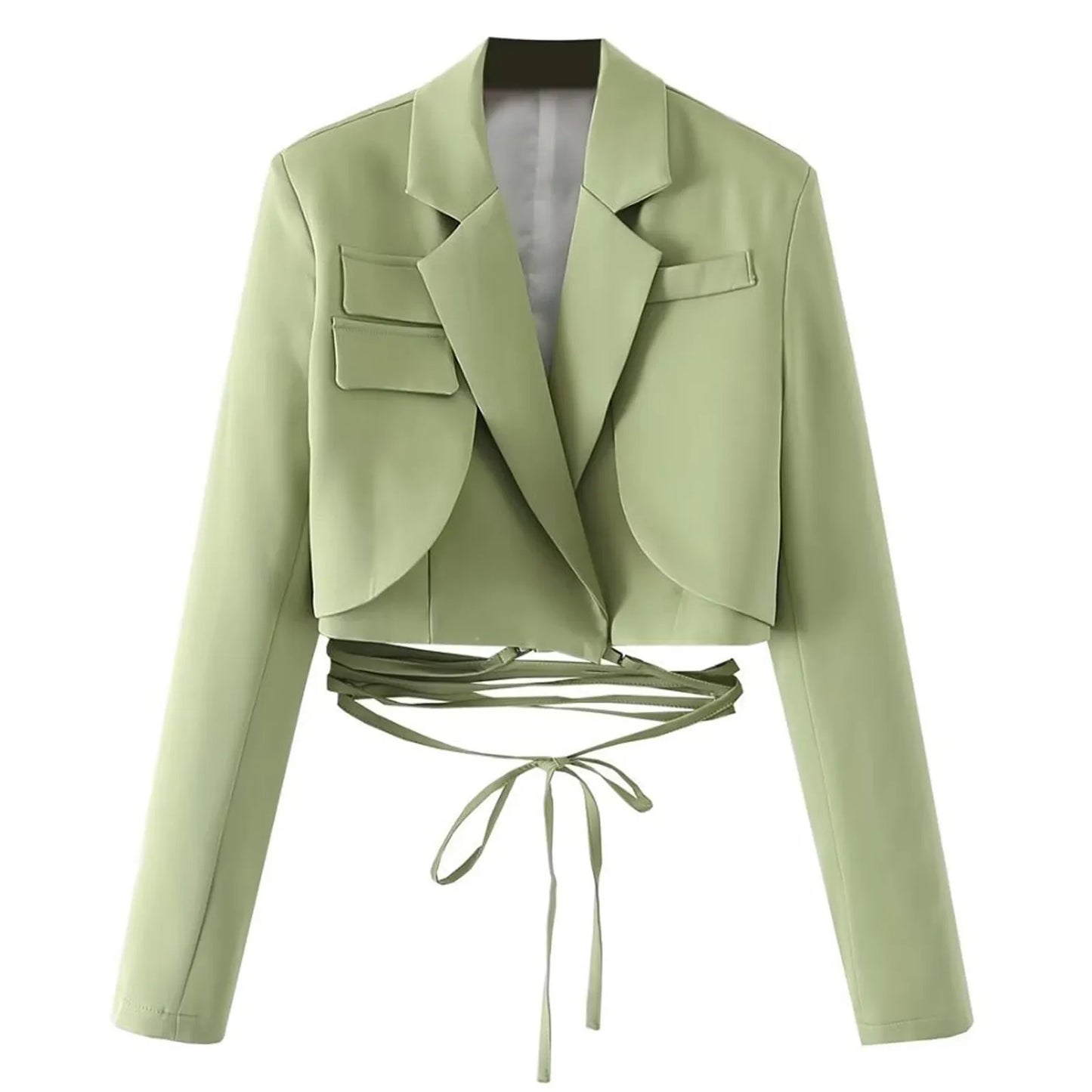 Structured Lace-Up Cropped Blazer