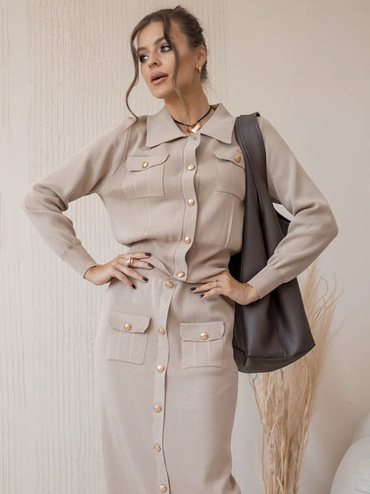 Elegant Knit Blazer & Skirt Set