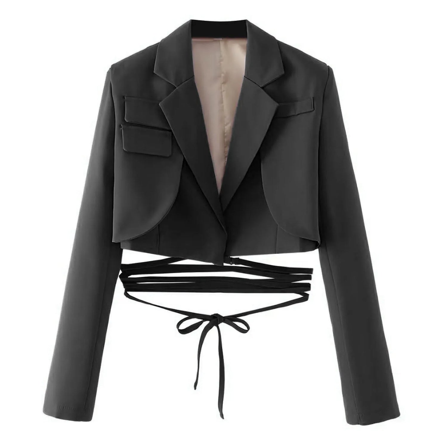 Structured Lace-Up Cropped Blazer