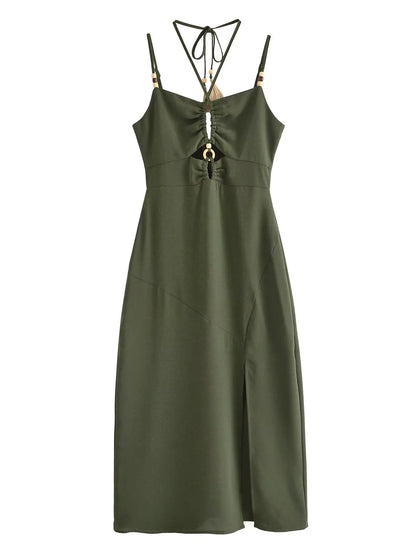 Strappy Maxi Dress with Front Cut-Out