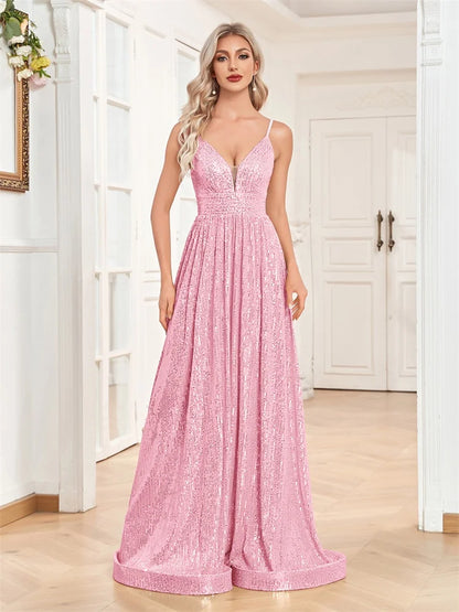 Elegant Backless Sequin Mermaid Evening Dress