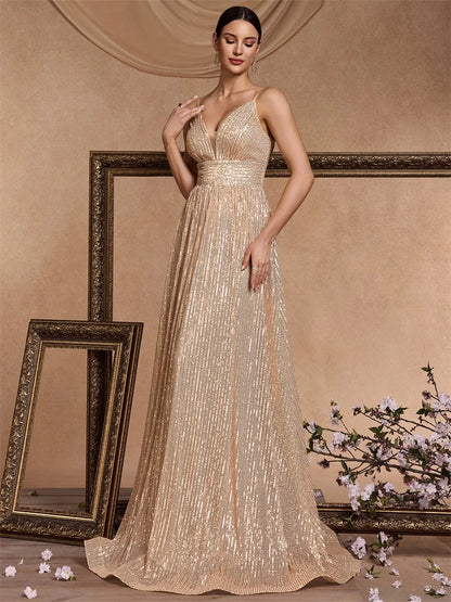 Elegant Backless Sequin Mermaid Evening Dress