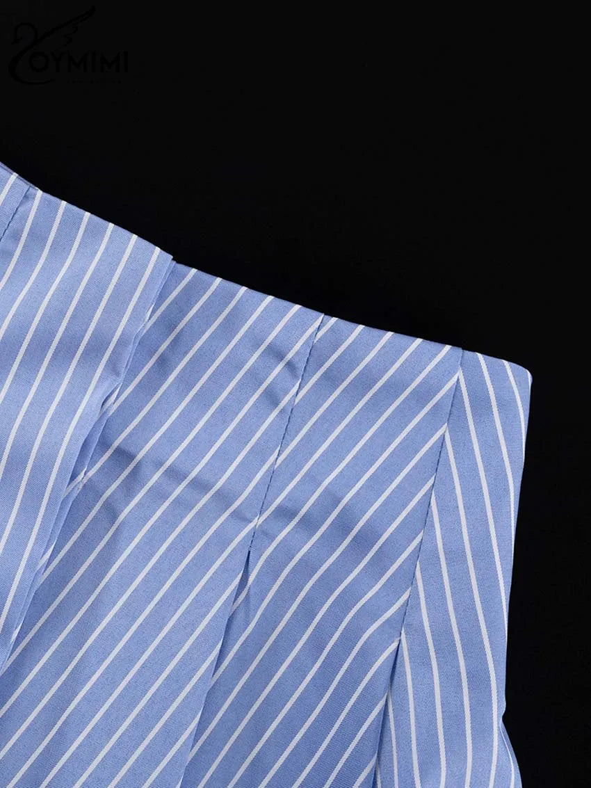 Elegant Striped Crop Top & Pleated Skirt Set