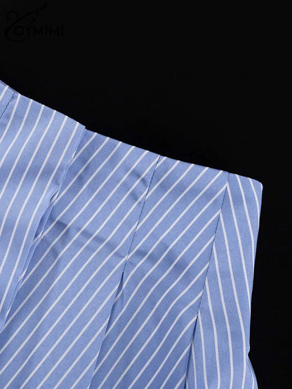 Elegant Striped Crop Top & Pleated Skirt Set