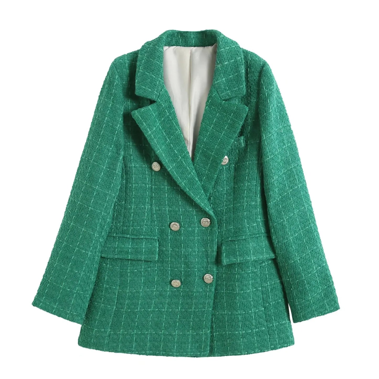 Contrast Trim Tweed Blazer
