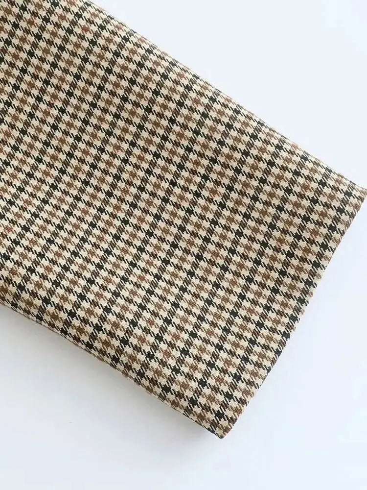 Vintage Double-Breasted Plaid Blazer