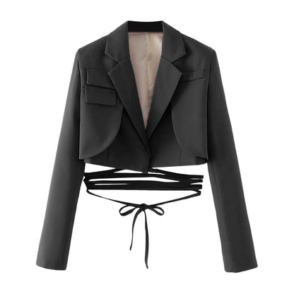 Structured Lace-Up Cropped Blazer