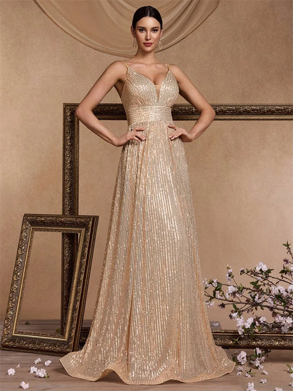 Elegant Backless Sequin Mermaid Evening Dress