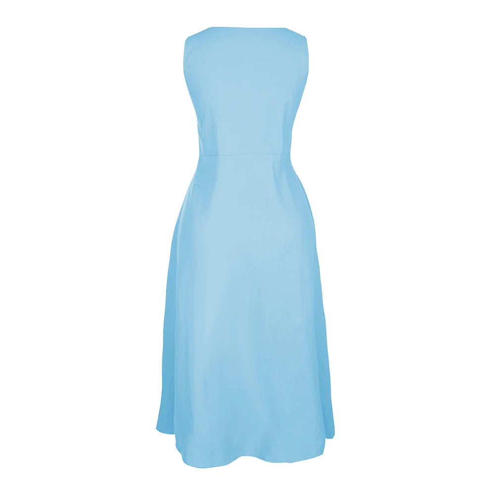 Sleeveless Linen Maxi Dress with Pockets – Vohran