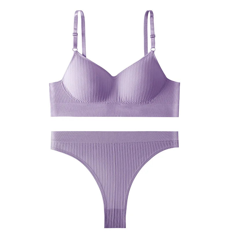 Seamless Bra Set with High-Waist Thong