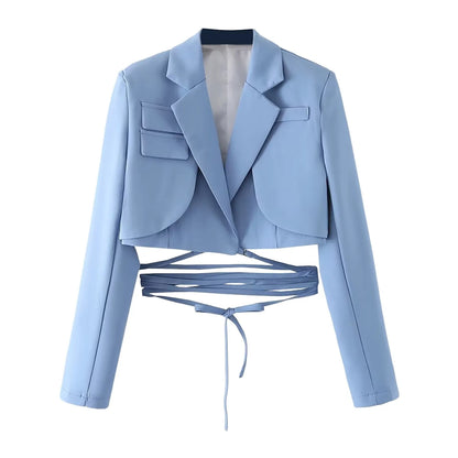 Structured Lace-Up Cropped Blazer
