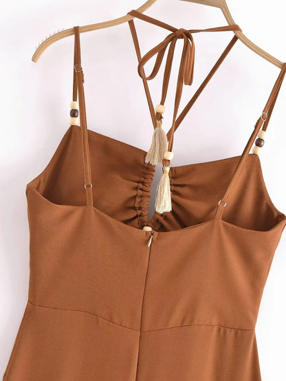 Strappy Maxi Dress with Front Cut-Out