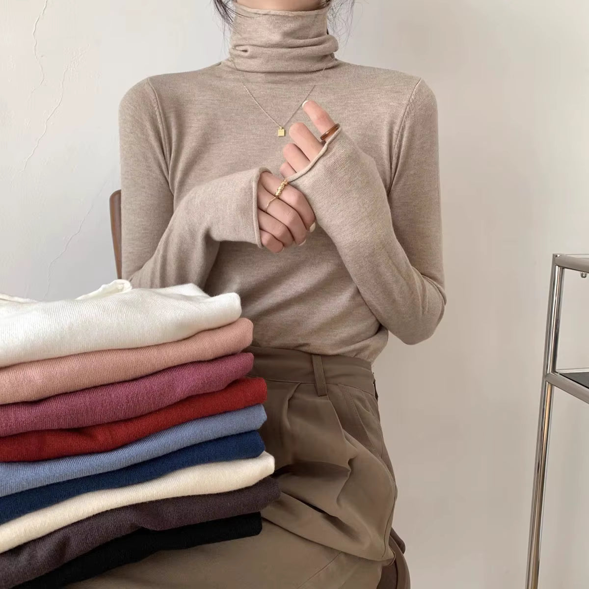 Elegant Turtleneck Knit Pullover