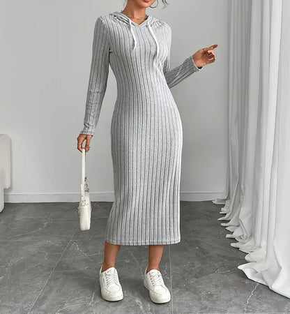 Urban Knit Hooded Midi Dress – Vohran