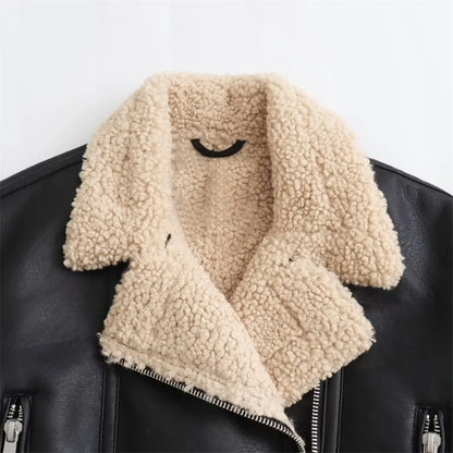 2024 autumn new women's clothing style fashionable and casual versatile lapel fur integrated jacket jacket