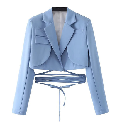 Structured Lace-Up Cropped Blazer