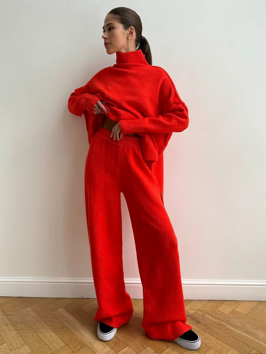Thickened Turtleneck Knitted Two-Piece Set