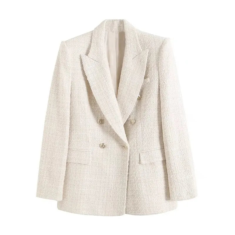 Contrast Trim Tweed Blazer