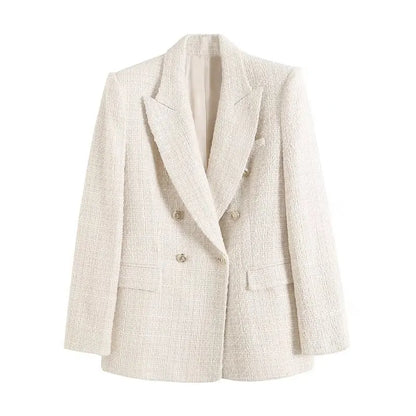 Contrast Trim Tweed Blazer