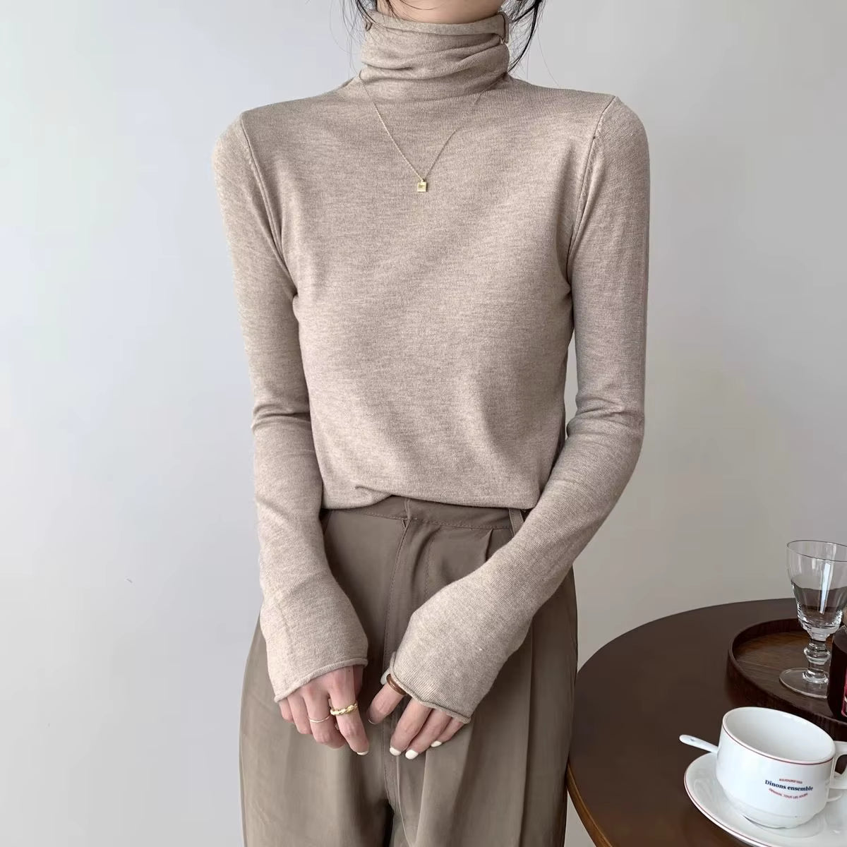 Elegant Turtleneck Knit Pullover