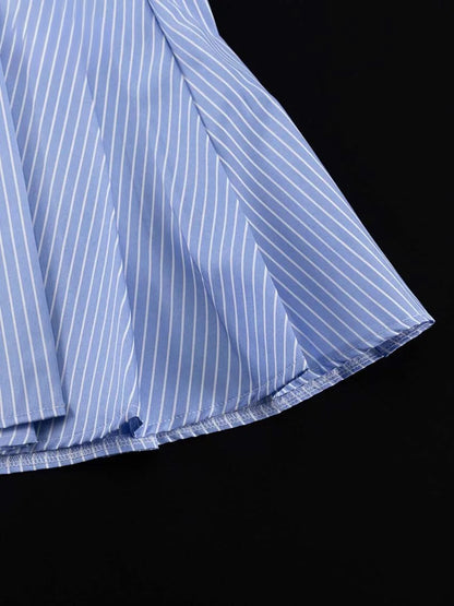 Elegant Striped Crop Top & Pleated Skirt Set