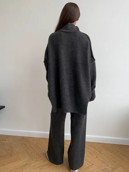 Thickened Turtleneck Knitted Two-Piece Set