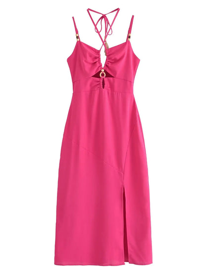 Strappy Maxi Dress with Front Cut-Out