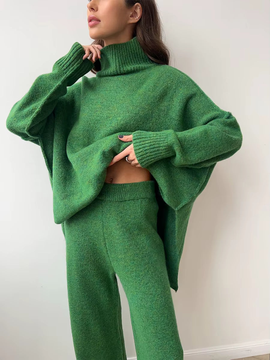 Thickened Turtleneck Knitted Two-Piece Set