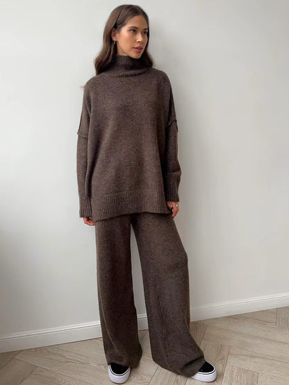 Thickened Turtleneck Knitted Two-Piece Set
