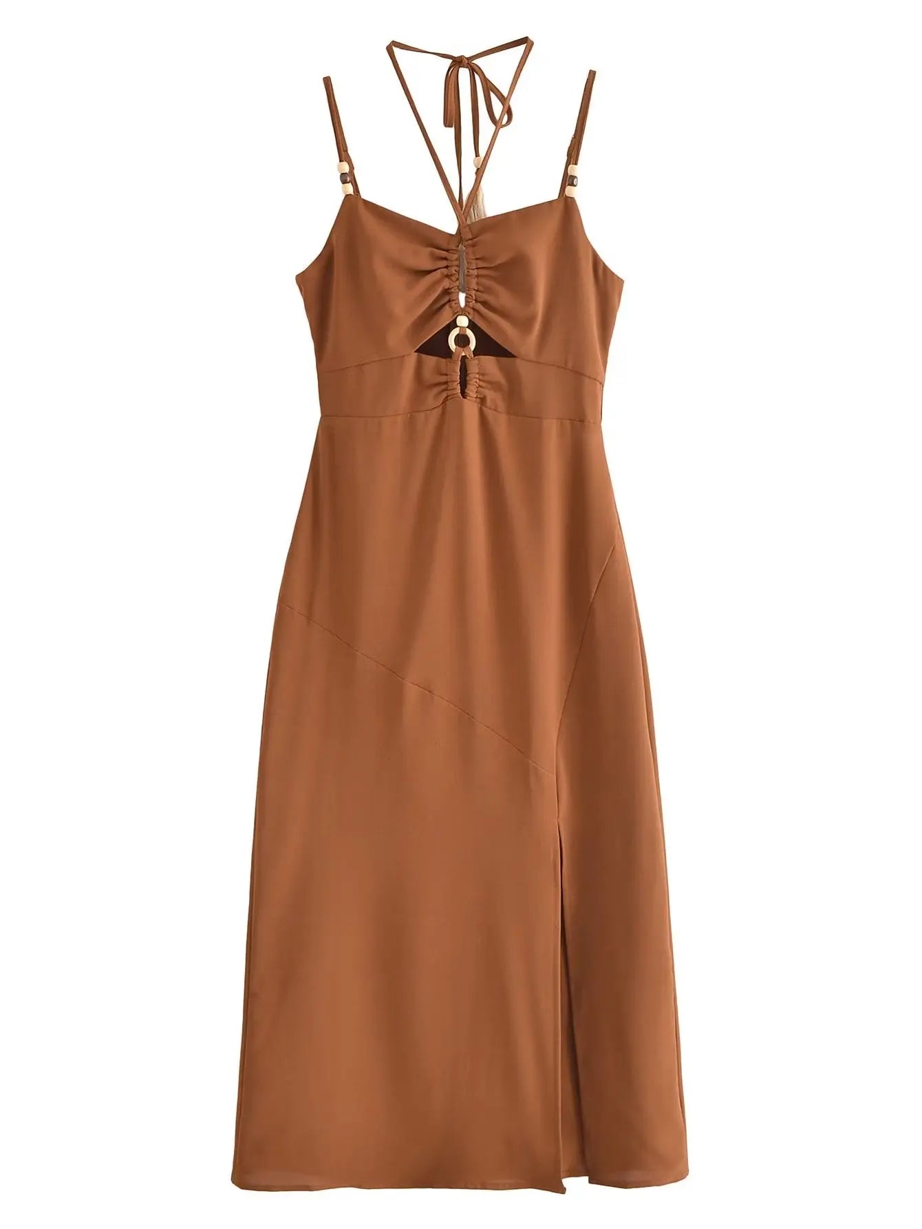 Strappy Maxi Dress with Front Cut-Out