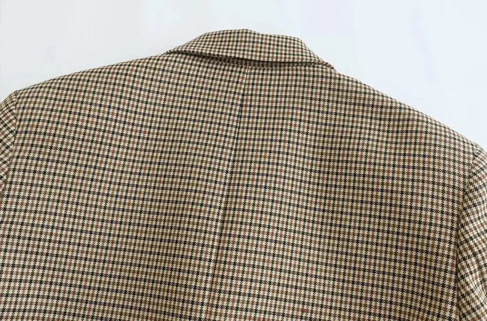 Vintage Double-Breasted Plaid Blazer
