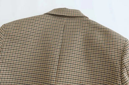 Vintage Double-Breasted Plaid Blazer