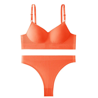 Seamless Bra Set with High-Waist Thong