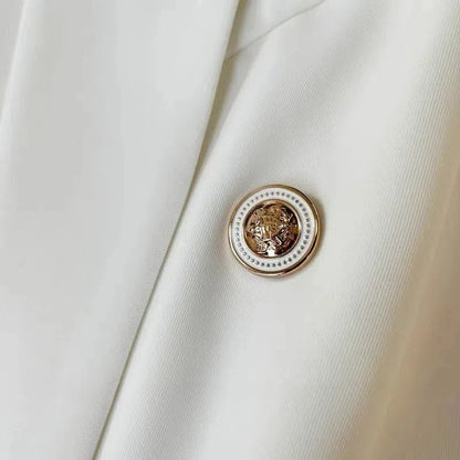 Tailored Crop Blazer with Golden Accents