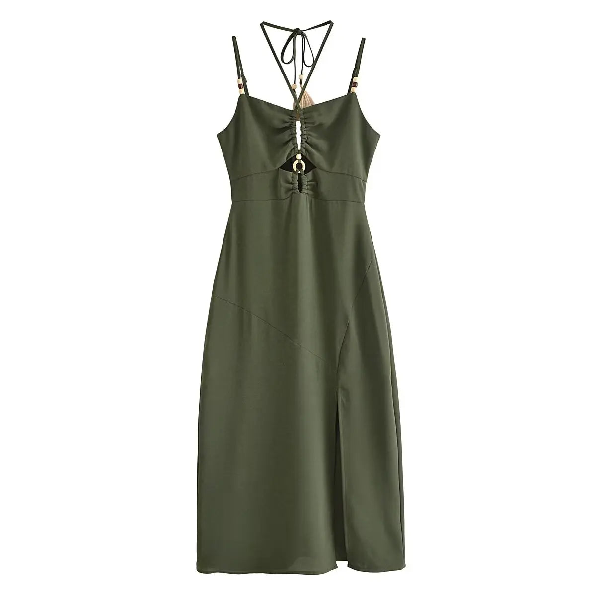 Strappy Maxi Dress with Front Cut-Out