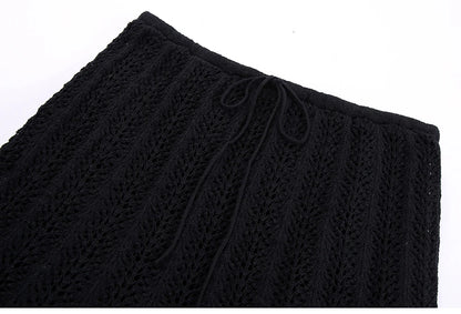 Knit Elegance Sleeveless Top &amp; Skirt Set – Timeless Summer Charm