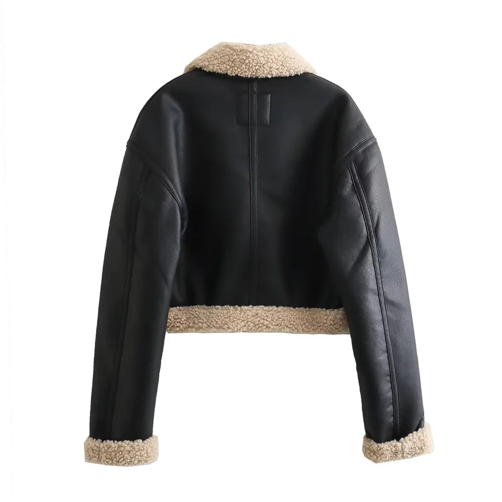 2024 autumn new women's clothing style fashionable and casual versatile lapel fur integrated jacket jacket