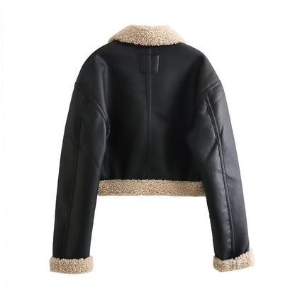 2024 autumn new women's clothing style fashionable and casual versatile lapel fur integrated jacket jacket
