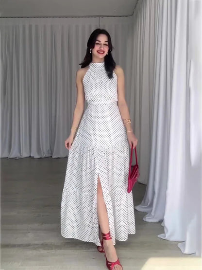 Halter Neck Maxi Dress with Side Slit – Vohran