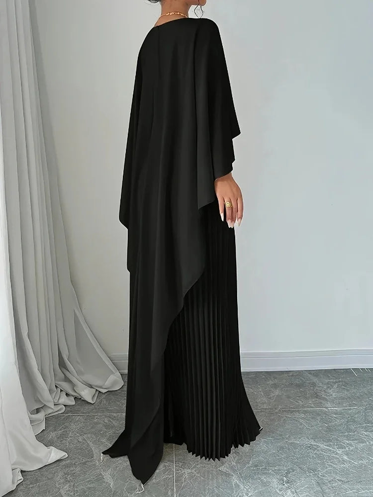 Celeste Cape Pleated Maxi Dress
