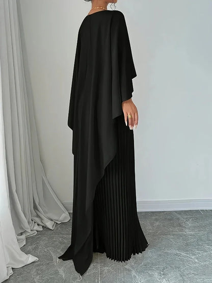 Celeste Cape Pleated Maxi Dress